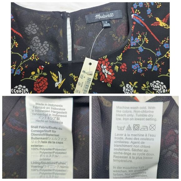 NWT|Madewell Sheer Sleeve Ruffle Peplum Floral Long Sleeve Top, MEDIUM - Picture 12 of 12